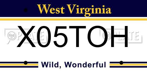 X05TOH West Virginia License Plate