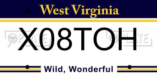 X08TOH West Virginia License Plate