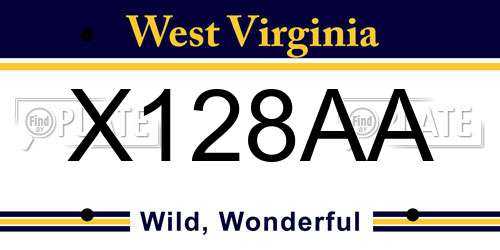 X128AA West Virginia License Plate
