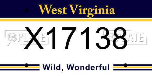 X17138 West Virginia License Plate