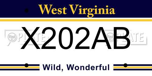 X202AB West Virginia License Plate