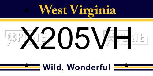 X205VH West Virginia License Plate
