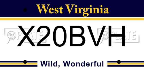X20BVH West Virginia License Plate