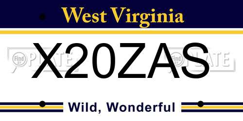 X20ZAS West Virginia License Plate