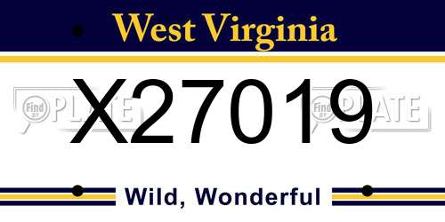 X27019 West Virginia License Plate