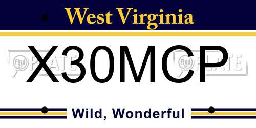 X30MCP West Virginia License Plate
