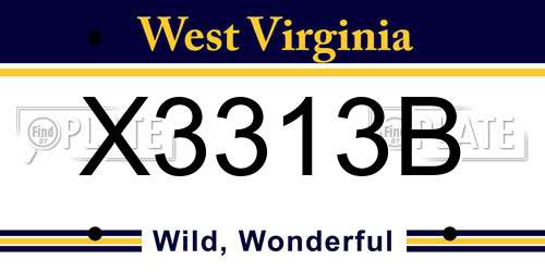 X3313B West Virginia License Plate