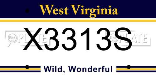 X3313S West Virginia License Plate