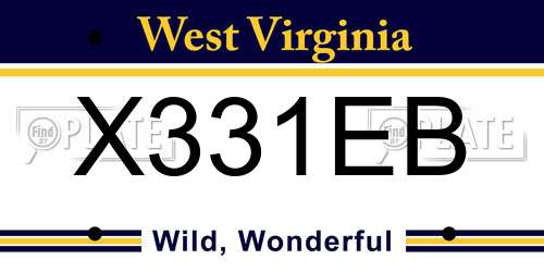 X331EB West Virginia License Plate