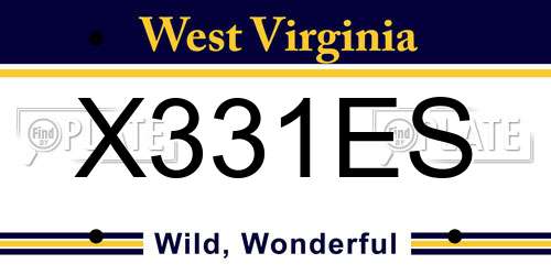 X331ES West Virginia License Plate