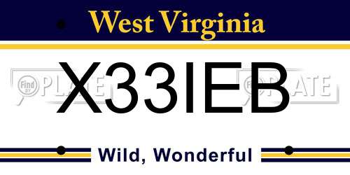 X33IEB West Virginia License Plate