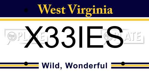 X33IES West Virginia License Plate