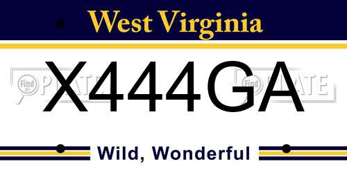 X444GA West Virginia License Plate