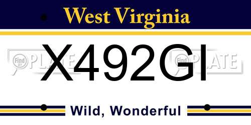 X492GI West Virginia License Plate