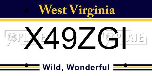 X49ZGI West Virginia License Plate