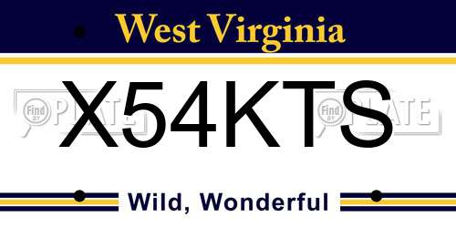 X54KTS West Virginia License Plate