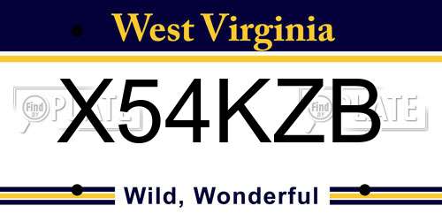 X54KZB West Virginia License Plate
