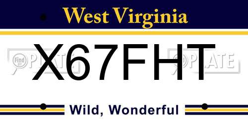 X67FHT West Virginia License Plate