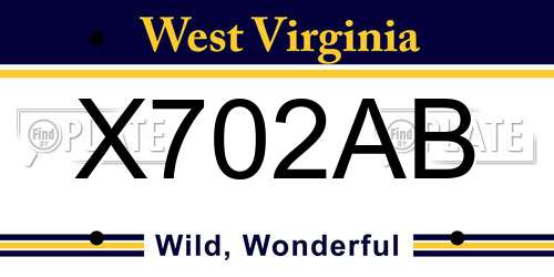 X702AB West Virginia License Plate
