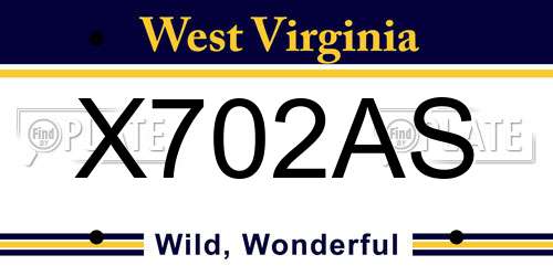 X702AS West Virginia License Plate