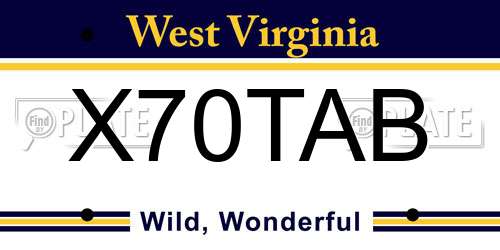 X70TAB West Virginia License Plate