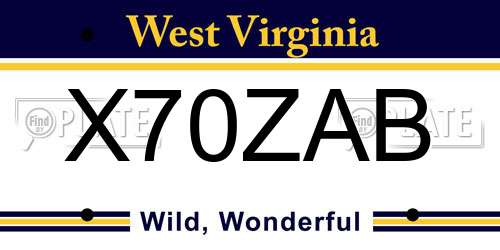 X70ZAB West Virginia License Plate
