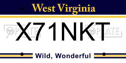 X71NKT West Virginia License Plate