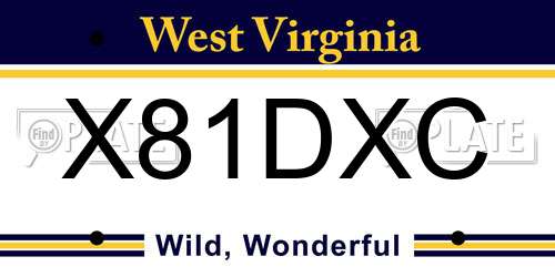 X81DXC West Virginia License Plate