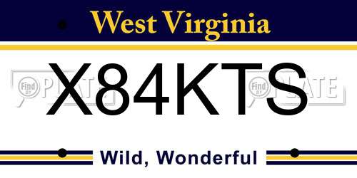 X84KTS West Virginia License Plate