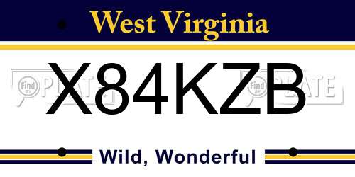 X84KZB West Virginia License Plate