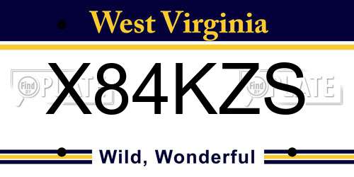 X84KZS West Virginia License Plate