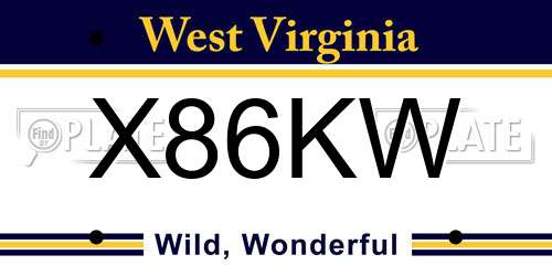 X86KW West Virginia License Plate