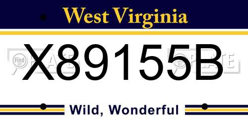 X89155B West Virginia License Plate