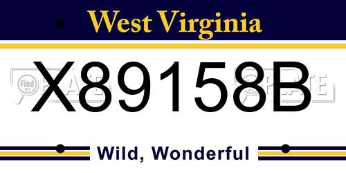 X89158B West Virginia License Plate