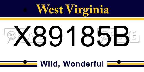 X89185B West Virginia License Plate