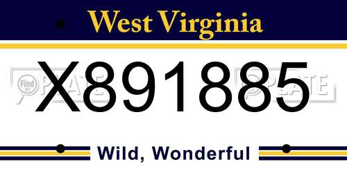 X891885 West Virginia License Plate