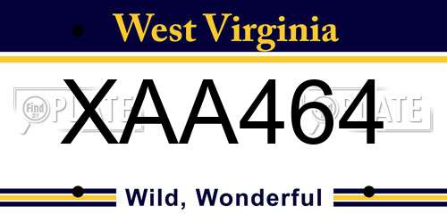XAA464 West Virginia License Plate