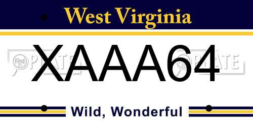 XAAA64 West Virginia License Plate