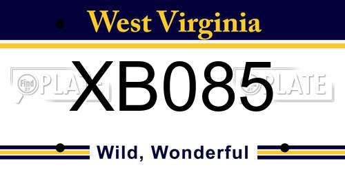 XB085 West Virginia License Plate