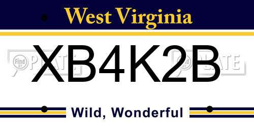 XB4K2B West Virginia License Plate