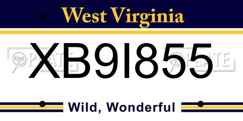XB9I855 West Virginia License Plate