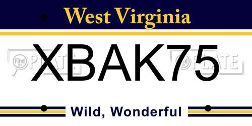 XBAK75 West Virginia License Plate