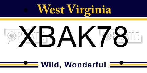 XBAK78 West Virginia License Plate