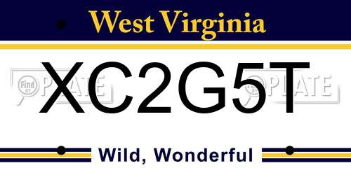 XC2G5T West Virginia License Plate