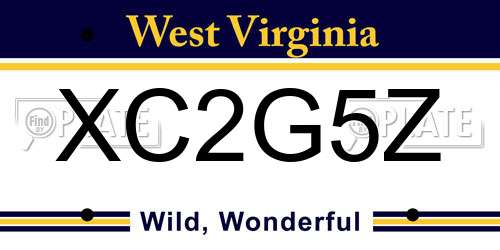 XC2G5Z West Virginia License Plate