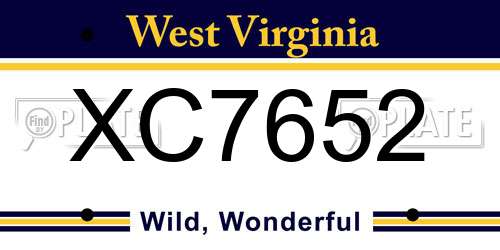 XC7652 West Virginia License Plate