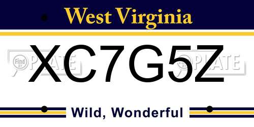 XC7G5Z West Virginia License Plate