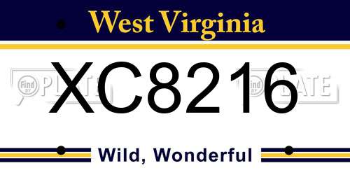XC8216 West Virginia License Plate