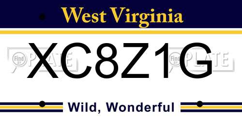 XC8Z1G West Virginia License Plate