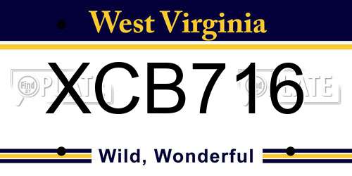 XCB716 West Virginia License Plate